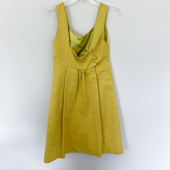 Anthro Rain In Spain Chartreuse Shift Dress 8 - Picture 10 of 16